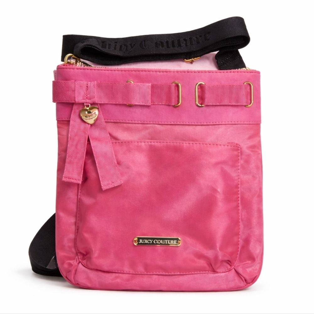 Juicy Couture Pink Crossbody Bag w/ Bow & Heart Charm | Clean Interior | Y2K
